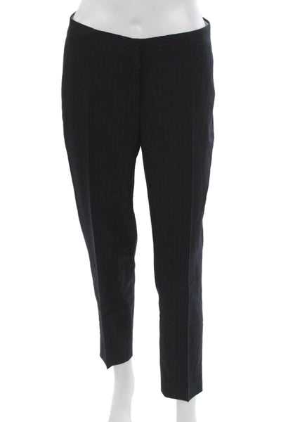 J Crew Women Ankle Pants Blue Wool Striped Zip Size 0