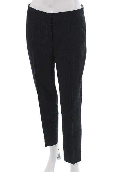 J Crew Women Ankle Pants Blue Wool Striped Zip Size 0