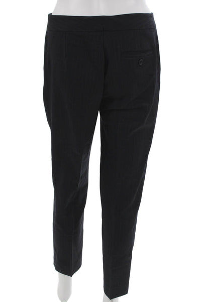 J Crew Women Ankle Pants Blue Wool Striped Zip Size 0