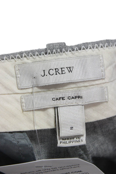 J Crew Womens Gray Wool Capri Pants Zip Closure Size 2