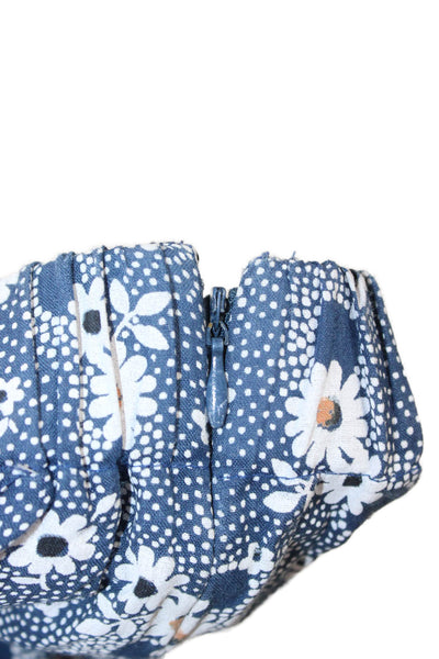 Sea New York Women Maxi Floral High Neck Short Sleeve Zip Blue Dress Size 4