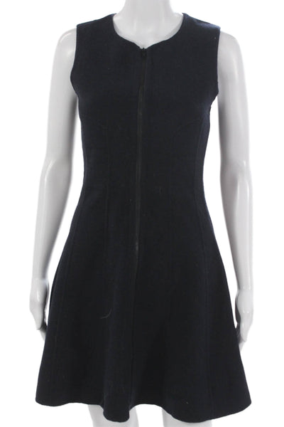 Theory Womens Black Fit & Flare Dress Sleeveless Round Neck Short Wool Size 0