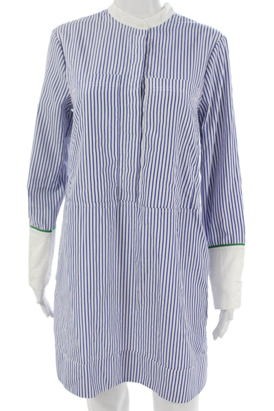 Pomander Place Women Shirt Dress Blue Striped Collared Long Sleeve Size S