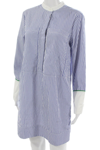 Pomander Place Women Shirt Dress Blue Striped Collared Long Sleeve Size S