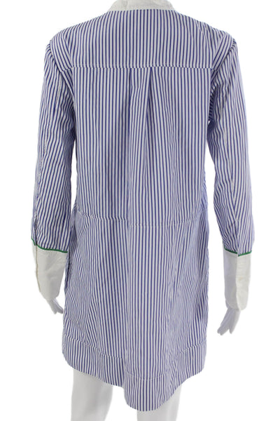 Pomander Place Women Shirt Dress Blue Striped Collared Long Sleeve Size S