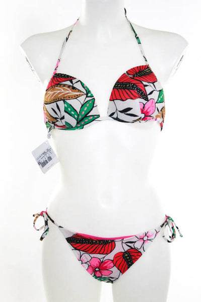 Malizia By La Perla Multi Color Floral Print Two Piece String Bikini Size 8 New