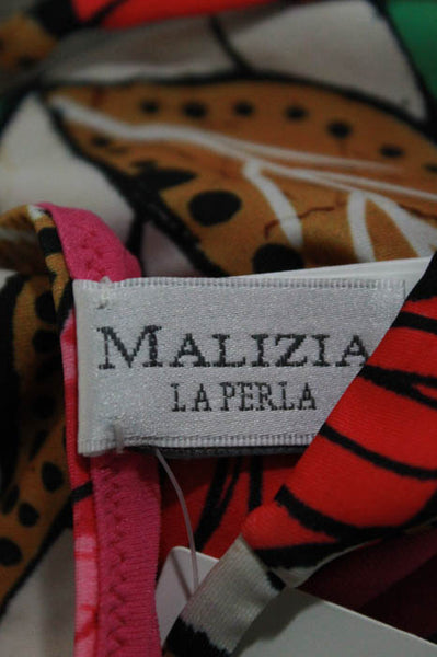 Malizia By La Perla Multi Color Floral Print Two Piece String Bikini Size 8 New