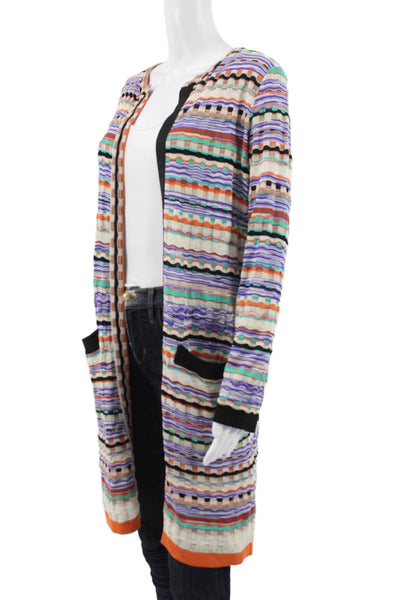 Missoni Orange Label Womens Silk Striped Cardigan Multi Long Sleeve Size 42