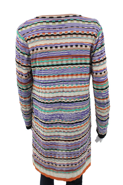 Missoni Orange Label Womens Silk Striped Cardigan Multi Long Sleeve Size 42