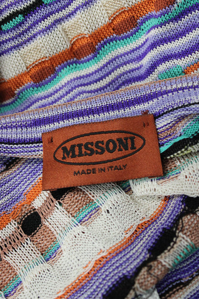 Missoni Orange Label Womens Silk Striped Cardigan Multi Long Sleeve Size 42