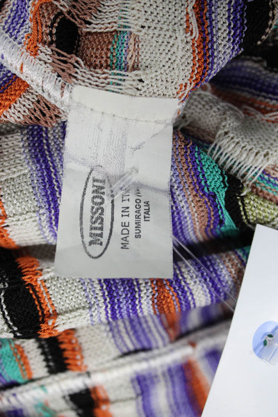 Missoni Orange Label Womens Silk Striped Cardigan Multi Long Sleeve Size 42