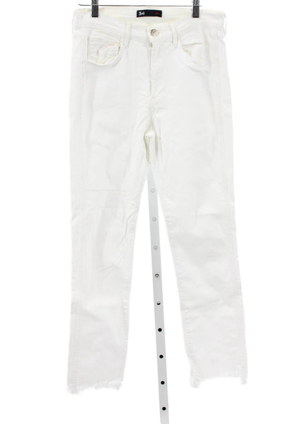 3x1 NYC Womens Straight Jeans White High Rise Cotton Size 28