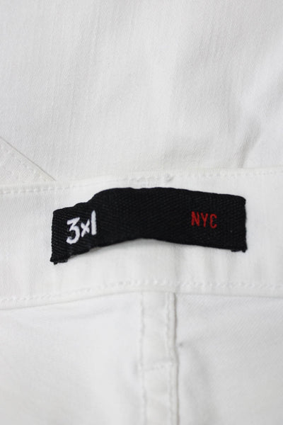 3x1 NYC Womens Straight Jeans White High Rise Cotton Size 28