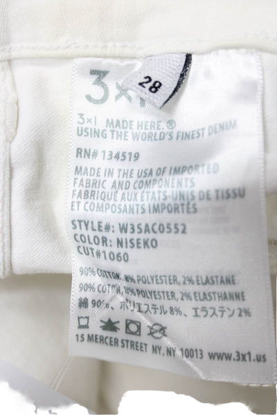3x1 NYC Womens Straight Jeans White High Rise Cotton Size 28