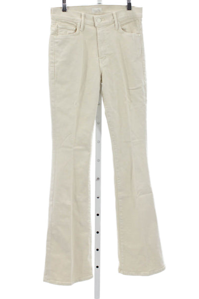 Mother Womens Flared Jeans Ivory Cotton High Rise Button Inseam 30 Size 28