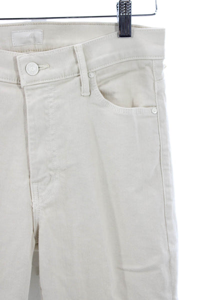Mother Womens Flared Jeans Ivory Cotton High Rise Button Inseam 30 Size 28