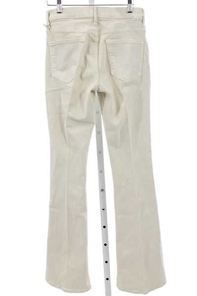 Mother Womens Flared Jeans Ivory Cotton High Rise Button Inseam 30 Size 28