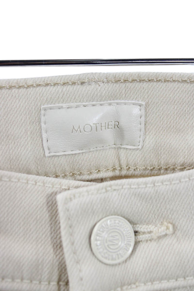 Mother Womens Flared Jeans Ivory Cotton High Rise Button Inseam 30 Size 28