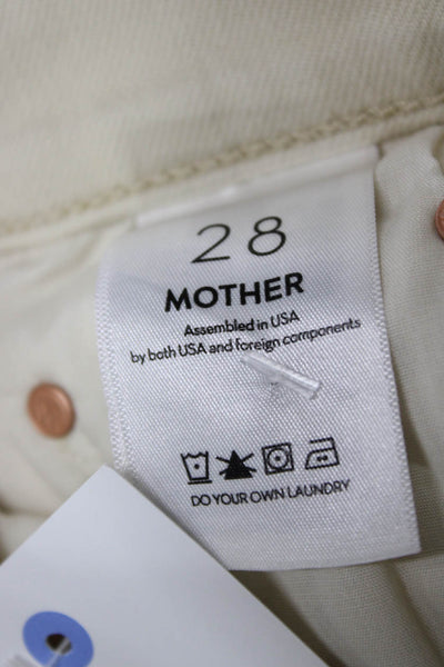Mother Womens Flared Jeans Ivory Cotton High Rise Button Inseam 30 Size 28