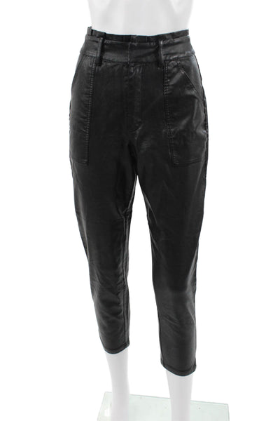 Greylin Anthropologie Womens Cropped Black Polyurethane Pants Size XS