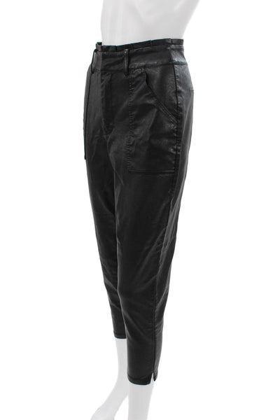 Greylin Anthropologie Womens Cropped Black Polyurethane Pants Size XS