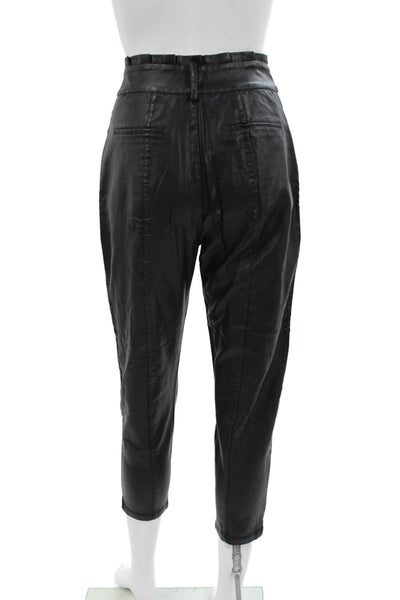 Greylin Anthropologie Womens Cropped Black Polyurethane Pants Size XS