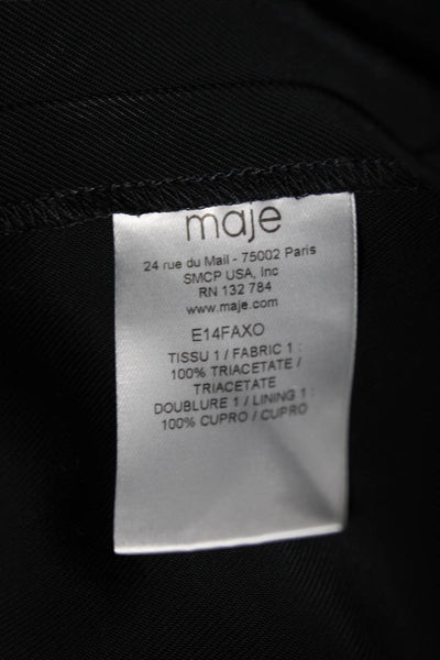 Maje Womens Dress Pants Black Triacetate Pull On Size 36