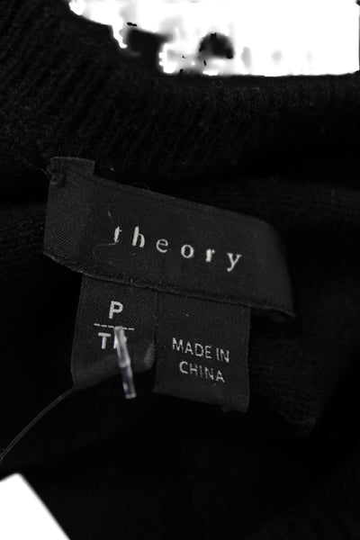 Theory Women Pullover Sweater Black Lambskin Leather Crew Neck Size PP