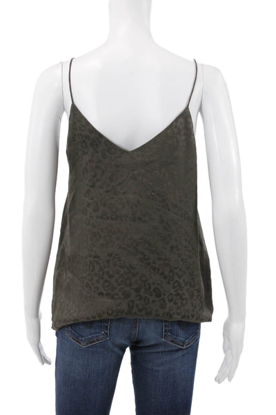 RtA Womens Silk V-Neck Animal Print Tank Green Size XS