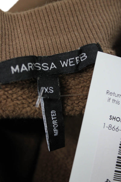 Marissa Webb Womens Brown Cotton Henley Sweatshirt Long Sleeve Size XS
