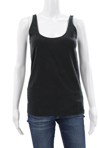 AG Adriano Goldschmied Womens Silk Scoop Neck Sleeveless Tank Black Size XS