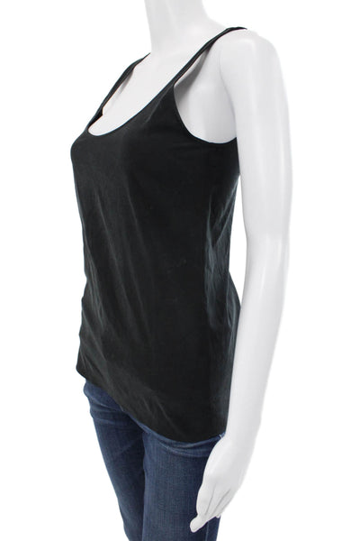 AG Adriano Goldschmied Womens Silk Scoop Neck Sleeveless Tank Black Size XS