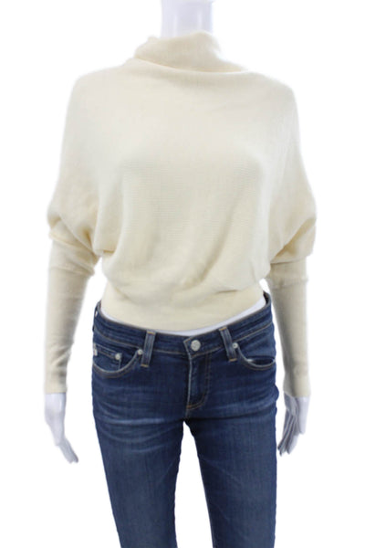 Allsaints Women Ivory Cashmere Blend Mock Neck Pullover Long Sleeve Size S