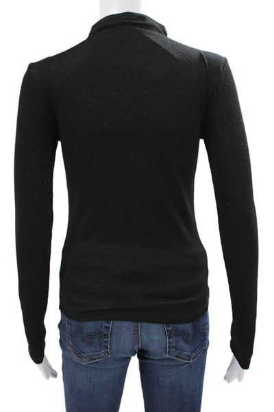 Frame Women Black Mock Neck Long Sleeve Basic Blouse Size XS