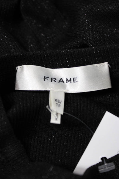 Frame Women Black Mock Neck Long Sleeve Basic Blouse Size XS