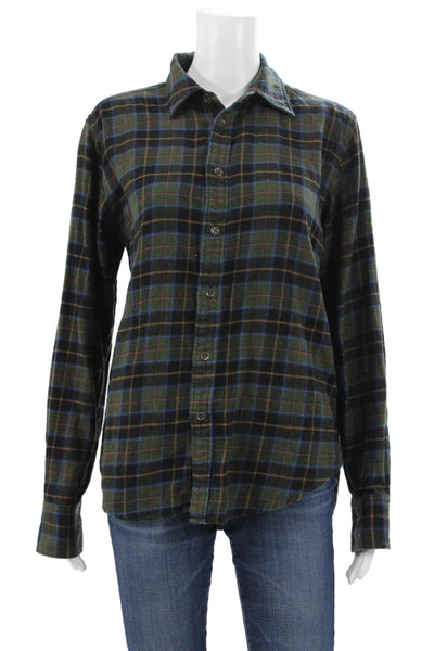 Rag & Bone Women Plaid Cotton Collared Button-Up Long Sleeve Top Petite Size S