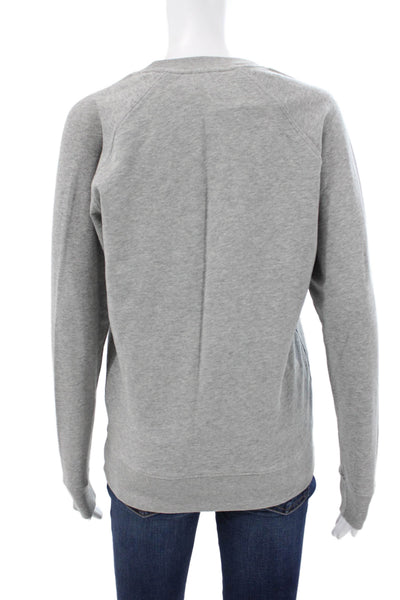 Maison Kitsune Women Cotton Crewneck Pullover Gray Long Sleeve Size 2XS
