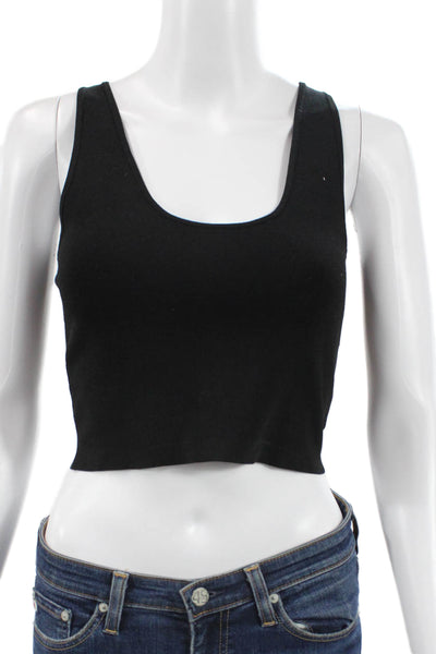 A.L.C. Women Basic Tank Black Scoop Neck Rayon Blend Size XS