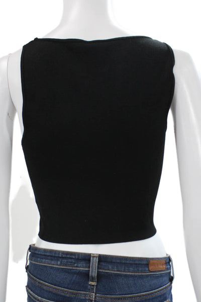 A.L.C. Women Basic Tank Black Scoop Neck Rayon Blend Size XS
