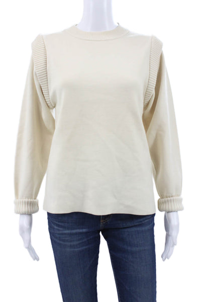 Sea New York Womens Ivory Wool Crew Neck Pullover Sweatshirt Long Sleeve Size M