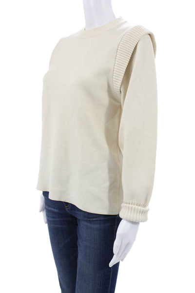 Sea New York Womens Ivory Wool Crew Neck Pullover Sweatshirt Long Sleeve Size M