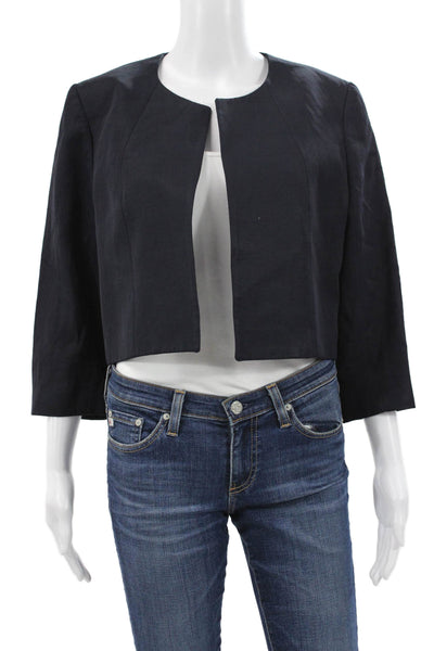 Tara Jarmon Womens Basic Jacket Blue Viscose 3/4 Sleeve Size 42
