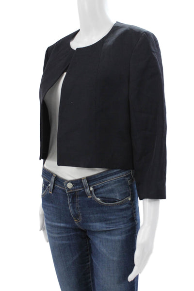 Tara Jarmon Womens Basic Jacket Blue Viscose 3/4 Sleeve Size 42