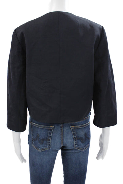 Tara Jarmon Womens Basic Jacket Blue Viscose 3/4 Sleeve Size 42
