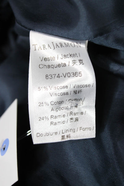 Tara Jarmon Womens Basic Jacket Blue Viscose 3/4 Sleeve Size 42