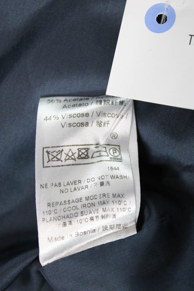 Tara Jarmon Womens Basic Jacket Blue Viscose 3/4 Sleeve Size 42