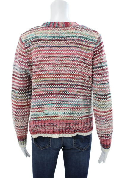 Veronica Beard Women Cardigan Striped V-Neck Multi Cotton Long-Sleeve Size M