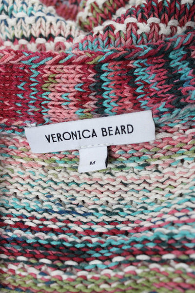 Veronica Beard Women Cardigan Striped V-Neck Multi Cotton Long-Sleeve Size M