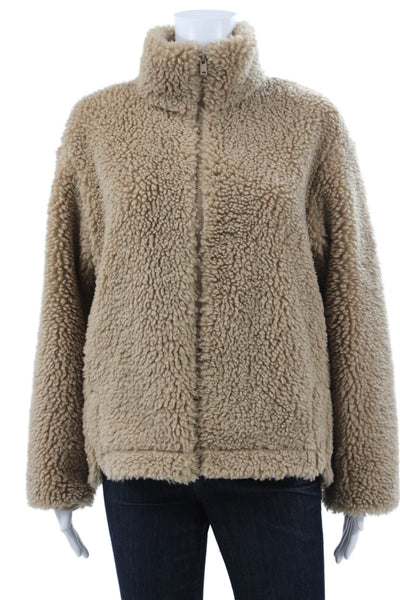 Uniqlo Women Basic Jacket Beige Long Sleeve Zip Polyester Solid Size XS