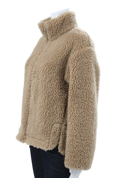 Uniqlo Women Basic Jacket Beige Long Sleeve Zip Polyester Solid Size XS
